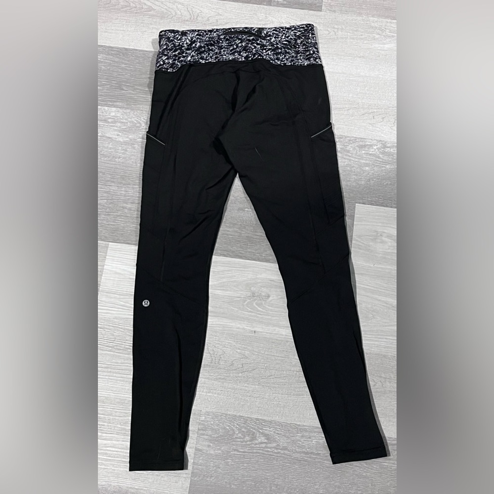 lululemon athletica Black Leggings with Patterned Waistband